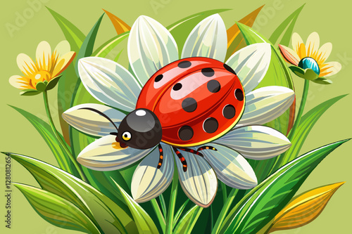 vector of ladybug on a flower