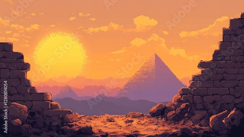 Egyptian sunset, pixelart