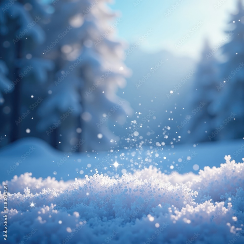 Shimmering ice crystals suspended in the air of a cold mist, sparkles, ice Shimmering ice crystals suspended in the air of a cold mist, sparkles, ice