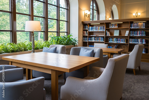 Wallpaper Mural Cozy library reading room with inviting ambiance and comfortable seating for a tranquil study experience Torontodigital.ca