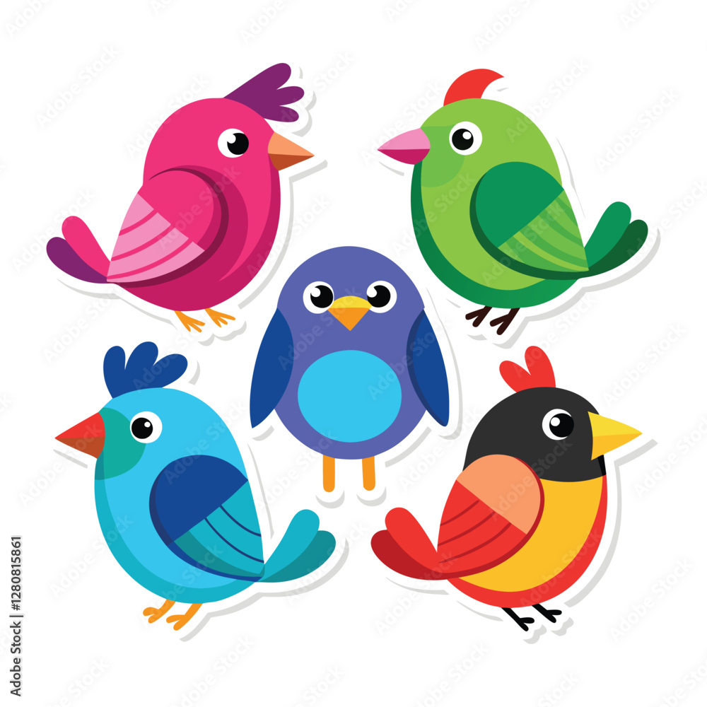 Bird sticker colorful image with a white background (29) Bird sticker colorful image with a white background (29)