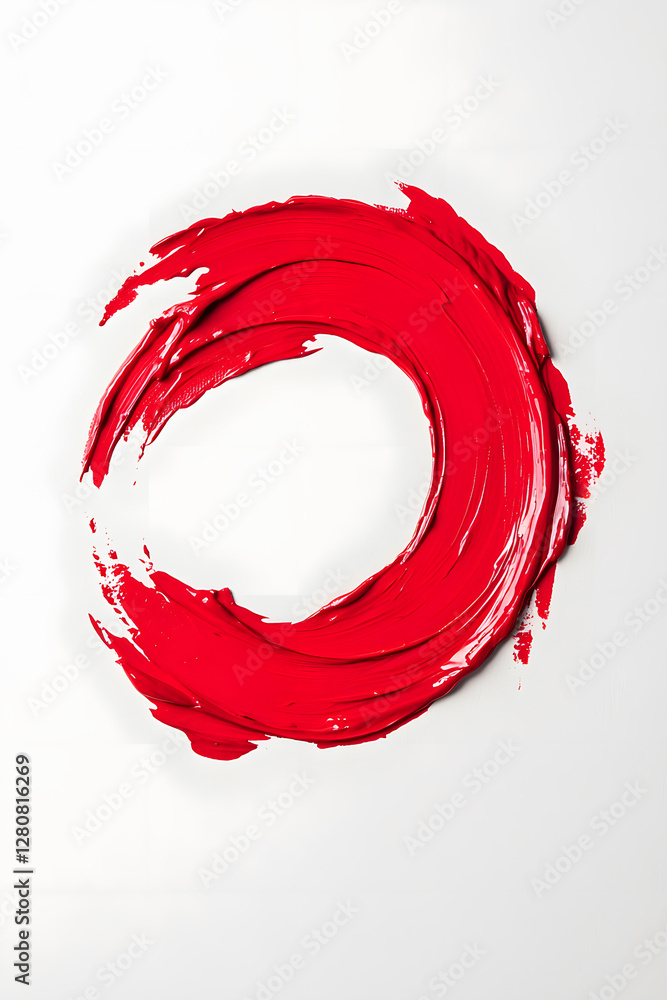 Red lipstick or paint circle sample smear isolated on white background Red lipstick or paint circle sample smear isolated on white background