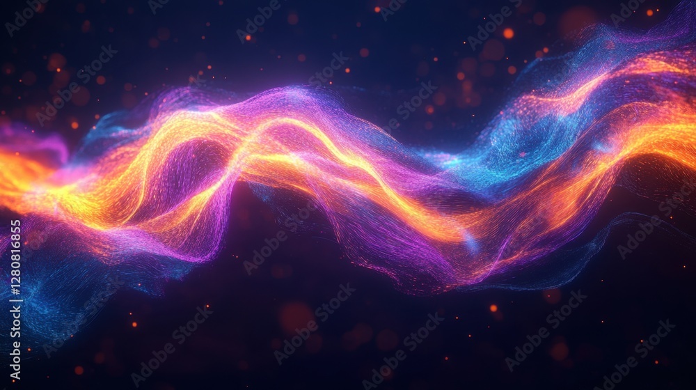 Fototapeta premium Abstract Cosmic Nebula Waves: Vibrant Energy Flowing Through Space