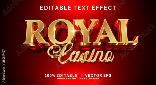 royal casino 3d vector text effect with modern style design