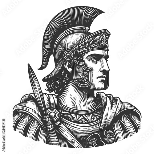 Ancient Roman Warrior with Spear and Shield vector