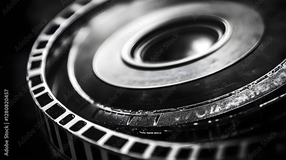 Close-up of Industrial Metal Components: Precision Manufacturing Equipment in Black and White Close-up of Industrial Metal Components: Precision Manufacturing Equipment in Black and White