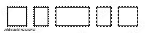 Postage stamp vector icons. Postage stamp set. Mockup postage stamps. Blank postage stamp borders templates.