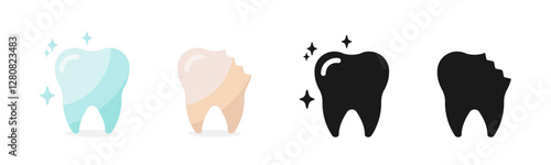 Teeth icons set. Tooth icon set. Clean teeth.