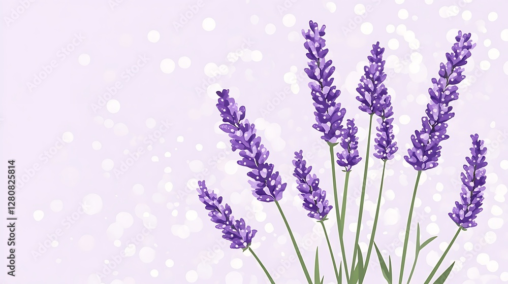Naklejka premium Purple Lavender Blooms on a Light Background