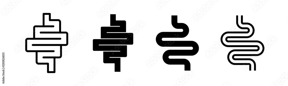 Intestine vector icons. Intestine icon, digestive tract, gut thin line symbols Intestine vector icons. Intestine icon, digestive tract, gut thin line symbols