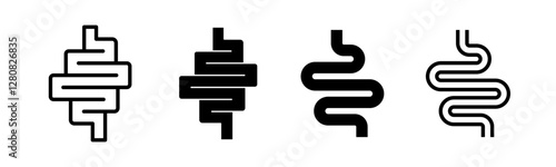 Intestine vector icons. Intestine icon, digestive tract, gut thin line symbols