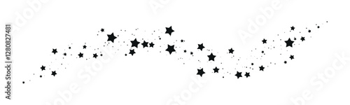 Elegant black shooting stars on transparent or white background