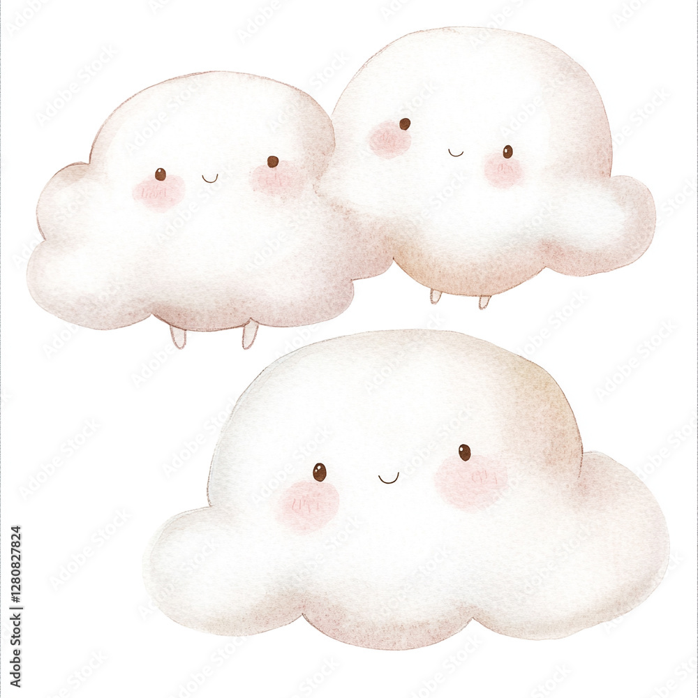 Minimal Isolated Watercolor of White Clouds in a Clear Blue Sky Perfect for Backgrounds Prints and Artistic Projects Evoking Calmness and Serenity in Nature's Beauty Minimal Isolated Watercolor of White Clouds in a Clear Blue Sky Perfect for Backgrounds Prints and Artistic Projects Evoking Calmness and Serenity in Nature's Beauty