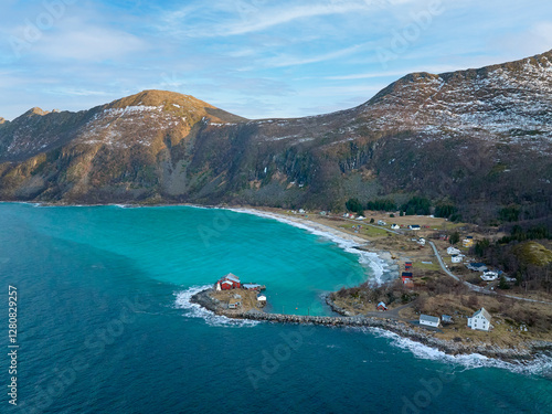 aerial photo of a wintry co...