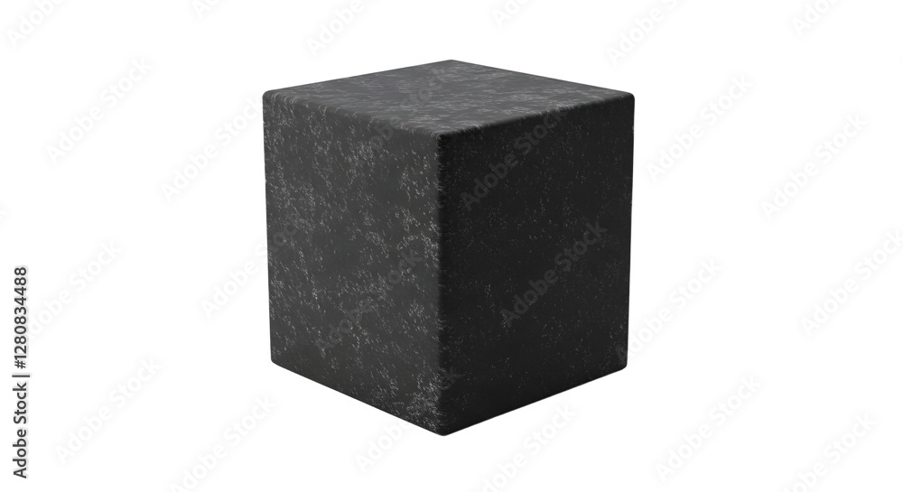 Dark Textured Cube Close Up on White Background Studio Shot Dark Textured Cube Close Up on White Background Studio Shot