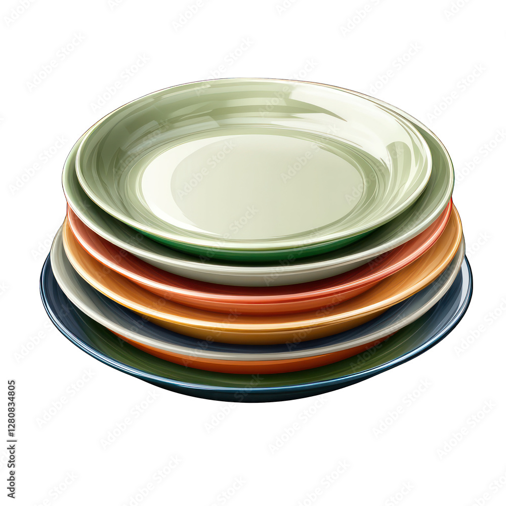 Stack of ceramic dinner plates isolated on transparent background Stack of ceramic dinner plates isolated on transparent background