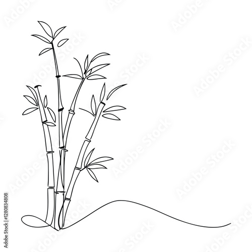 Elegant SingleLine Drawing of Bamboo Plants Illustration