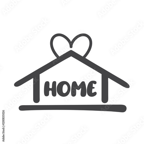 Minimalist Home Logo with Heart Symbol.