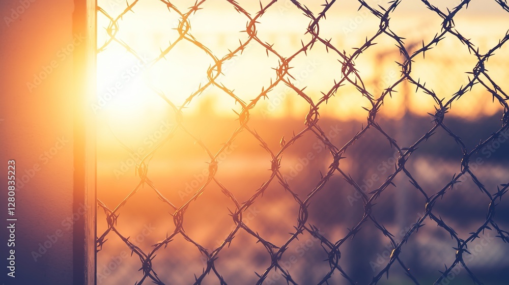 Prison gate opening with barbed wire fences, symbolizing freedom, new beginnings, and second chances. Concept of release, hope, and fresh start in life. Prison gate opening with barbed wire fences, symbolizing freedom, new beginnings, and second chances. Concept of release, hope, and fresh start in life.