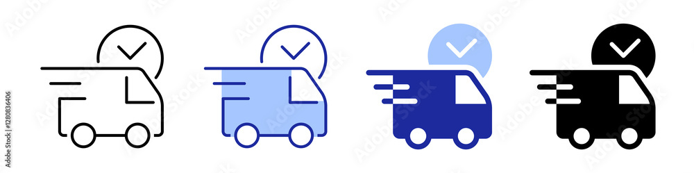 Parcel delivery truck icon. Express delivery vector Collection Parcel delivery truck icon. Express delivery vector Collection