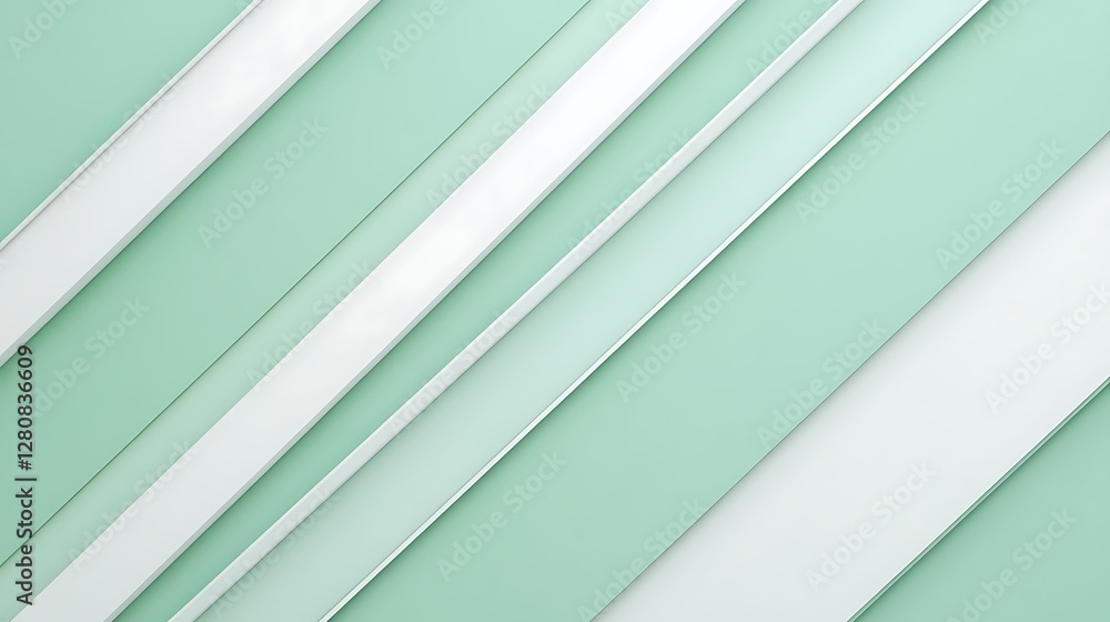Fototapeta premium Abstract Mint Green and White Diagonal Stripes