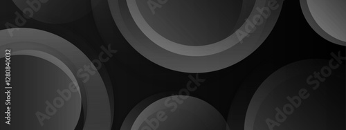black and grey background with overlapping circles. Suitable for abstract designs, backgrounds, technology related projects, modern themes, and web graphics.