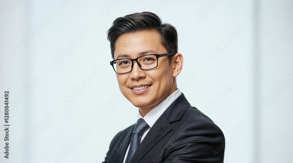 Professional man in suit smiling confidently in modern office setting during daytime Professional man in suit smiling confidently in modern office setting during daytime