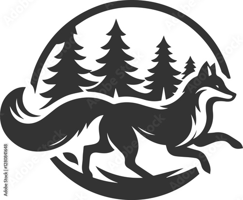 A fox running swiftly through the forest vector animal silhouette