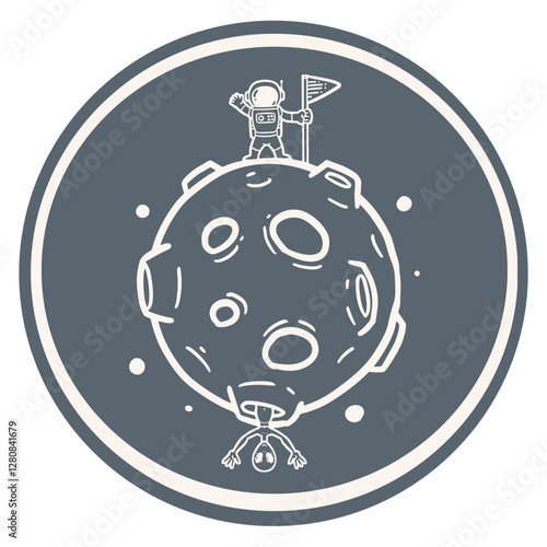 retro illustration vintage asteroid sticker