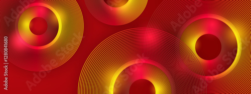 red and yellow overlapping circles with a red background suitable for vibrant designs, energetic concepts, modern marketing material, colorful aesthetics.