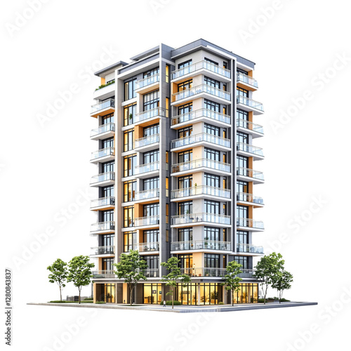 Modern building isolated on white background