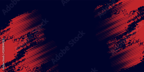 Red halftone dots blue color pattern gradient grunge texture background. Dot pop art comic sport style vector illustration.