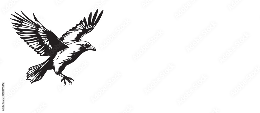 Obraz premium Flying American bird silouet in Monochrome Vector Art