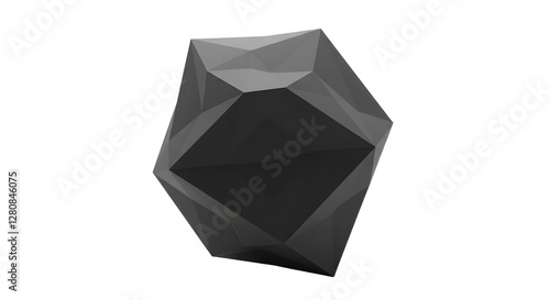 Abstract Black Geometric Solid Figure Against White Background Still Life