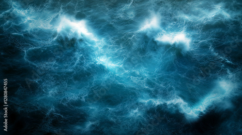 Water of the ocean and waves seen from above.