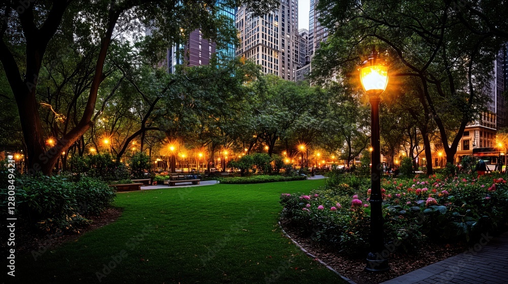 Fototapeta premium Urban Oasis at Sunrise