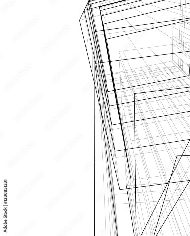 Abstract High-Rise Architecture – Wireframe Urban Skyscrapers Abstract High-Rise Architecture – Wireframe Urban Skyscrapers