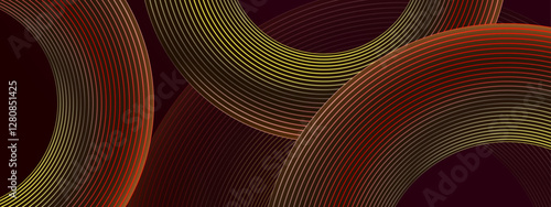 dark red gradient abstract overlapping circles design with red and yellow lines suitable for modern branding, web backgrounds, and vibrant designs. Creative and versatile graphic element.