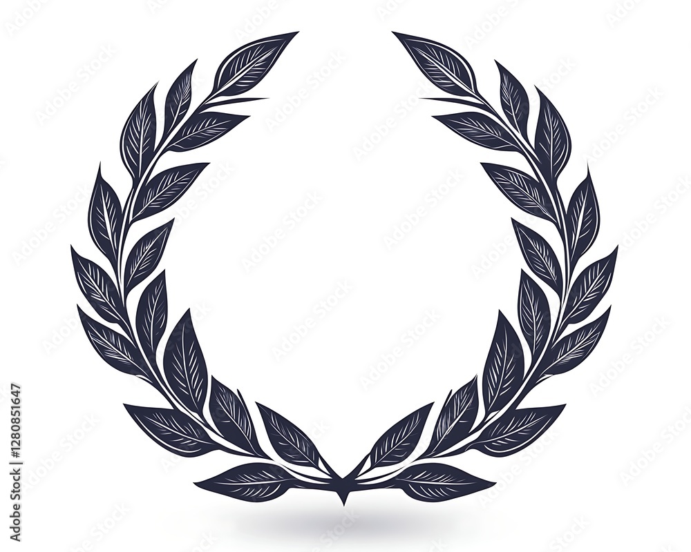 Elegant Laurel Wreath on White Background Elegant Laurel Wreath on White Background