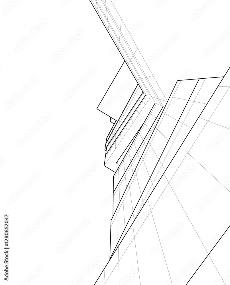 Fototapeta premium Abstract High-Rise Architecture – Wireframe Urban Skyscrapers