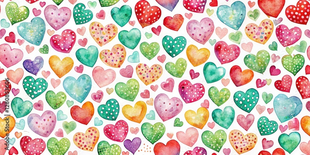 Whimsical Watercolor Heart Pattern: Sweet Treats Double Exposure Photography Whimsical Watercolor Heart Pattern: Sweet Treats Double Exposure Photography