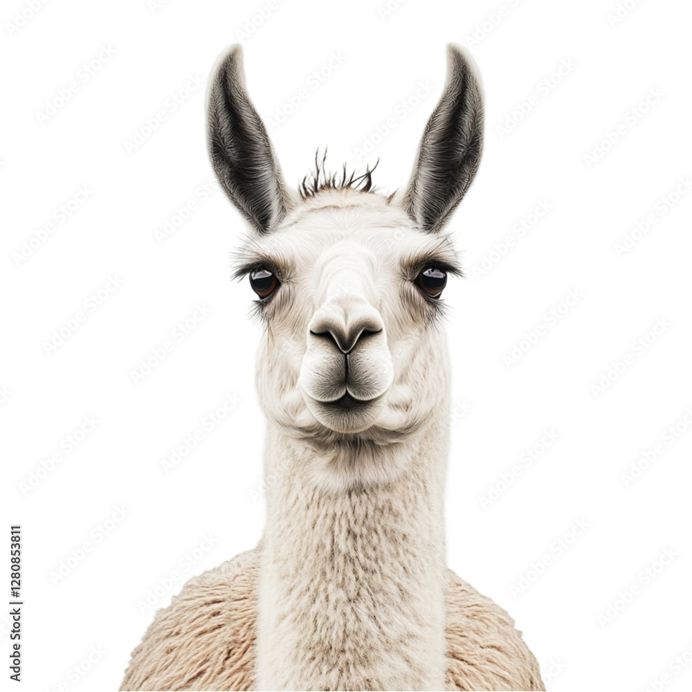 Obraz premium Majestic Llama Portrait: Close-Up of Fluffy Andean Animal