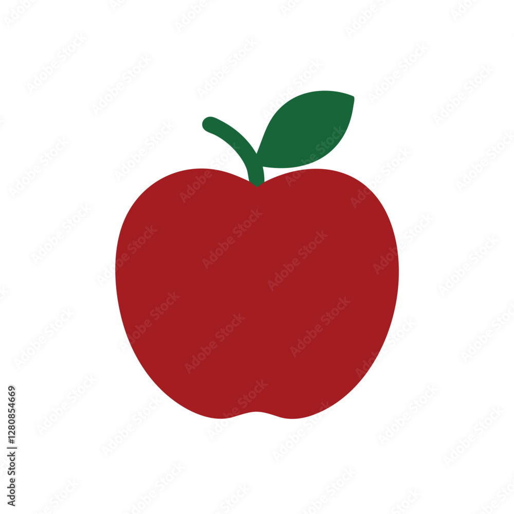 Simple red apple graphic against white background. Simple red apple graphic against white background.