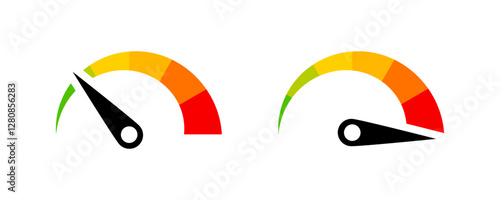 Speedometer vector icon. Car dashboard icon set. Speedometer symbols