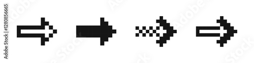 8 Bit pixel arrows. Pixel arrow icons