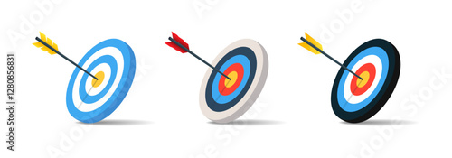 Archery target with arrow. Target and arrow realistic illustration.