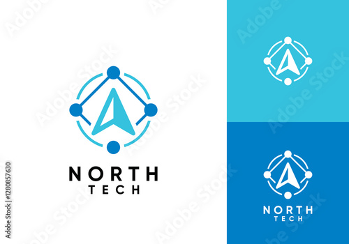 tech north compass logo design concept