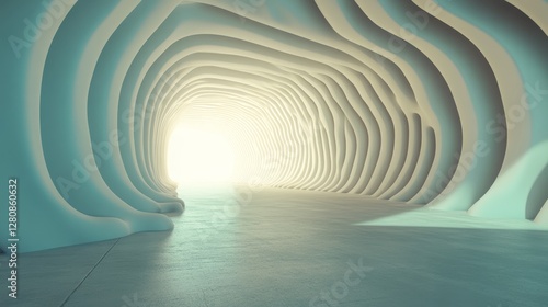 The abstract background features a mix of grey, blue, teal, green, and white hues, with geometric shapes including triangles, squares, and diagonals, illuminated by neon lights and layered elements,