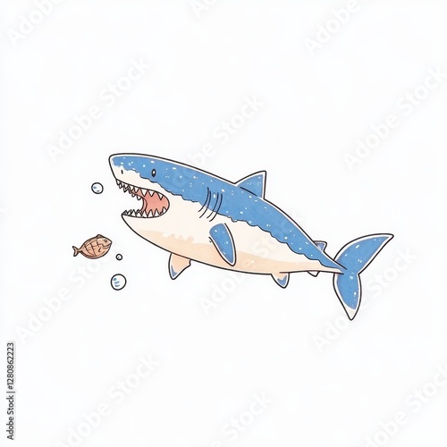 Wallpaper Mural Cartoon Shark Eating Fish Illustration Torontodigital.ca