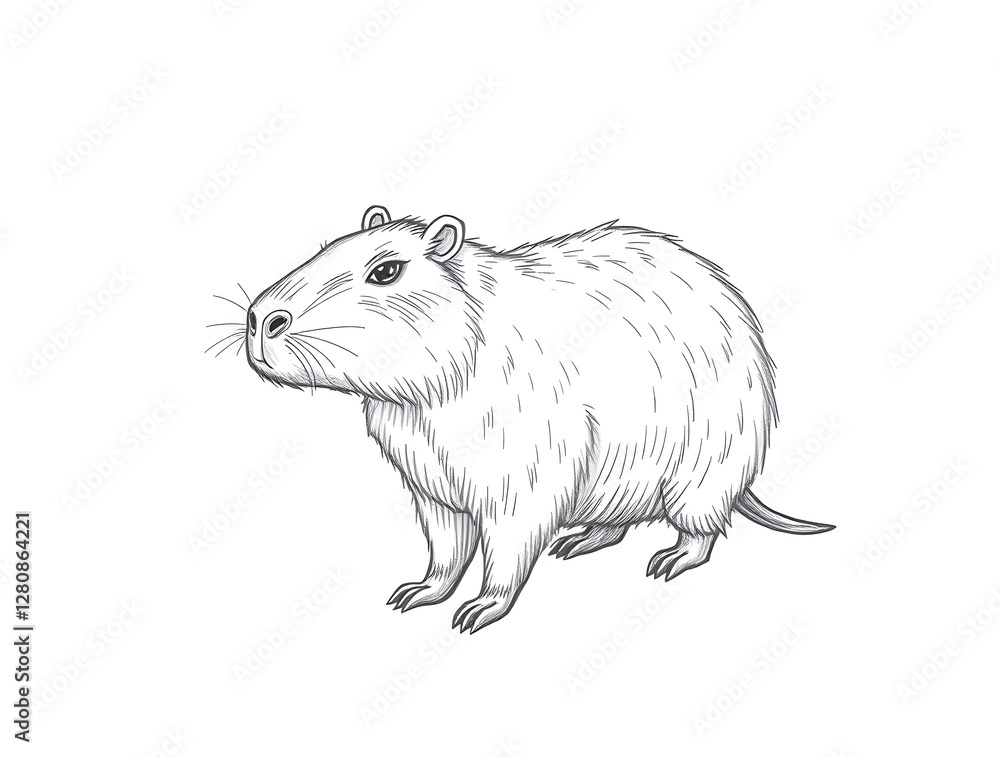 Capybara Standing Sketch Illustration Graphic Animal Outline for Creative Projects Capybara Standing Sketch Illustration Graphic Animal Outline for Creative Projects